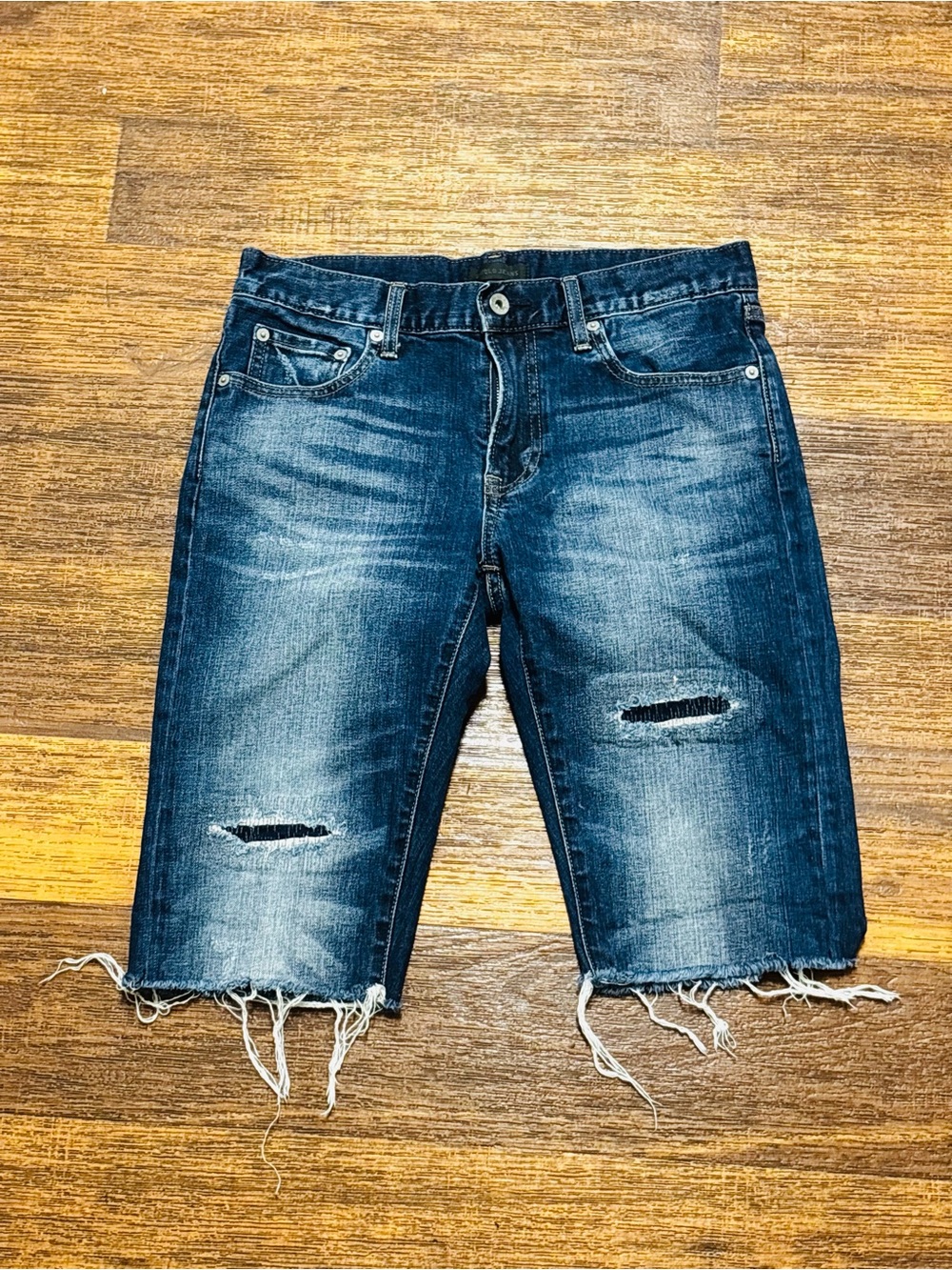 Uniqlo Men's Distressed Indigo Denim Jean Shorts